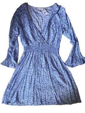 Floral Baby Blue Smocked Waist Dress Tilly’s NWT Size S